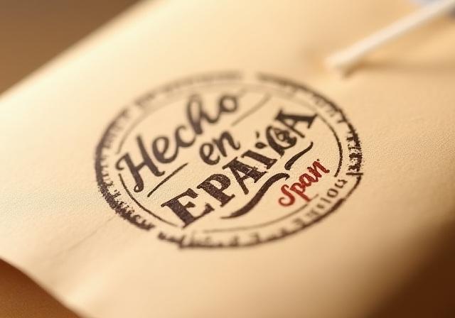 Detalle del packaging con un sello de 'Hecho en España', destacando la autenticidad del origen.